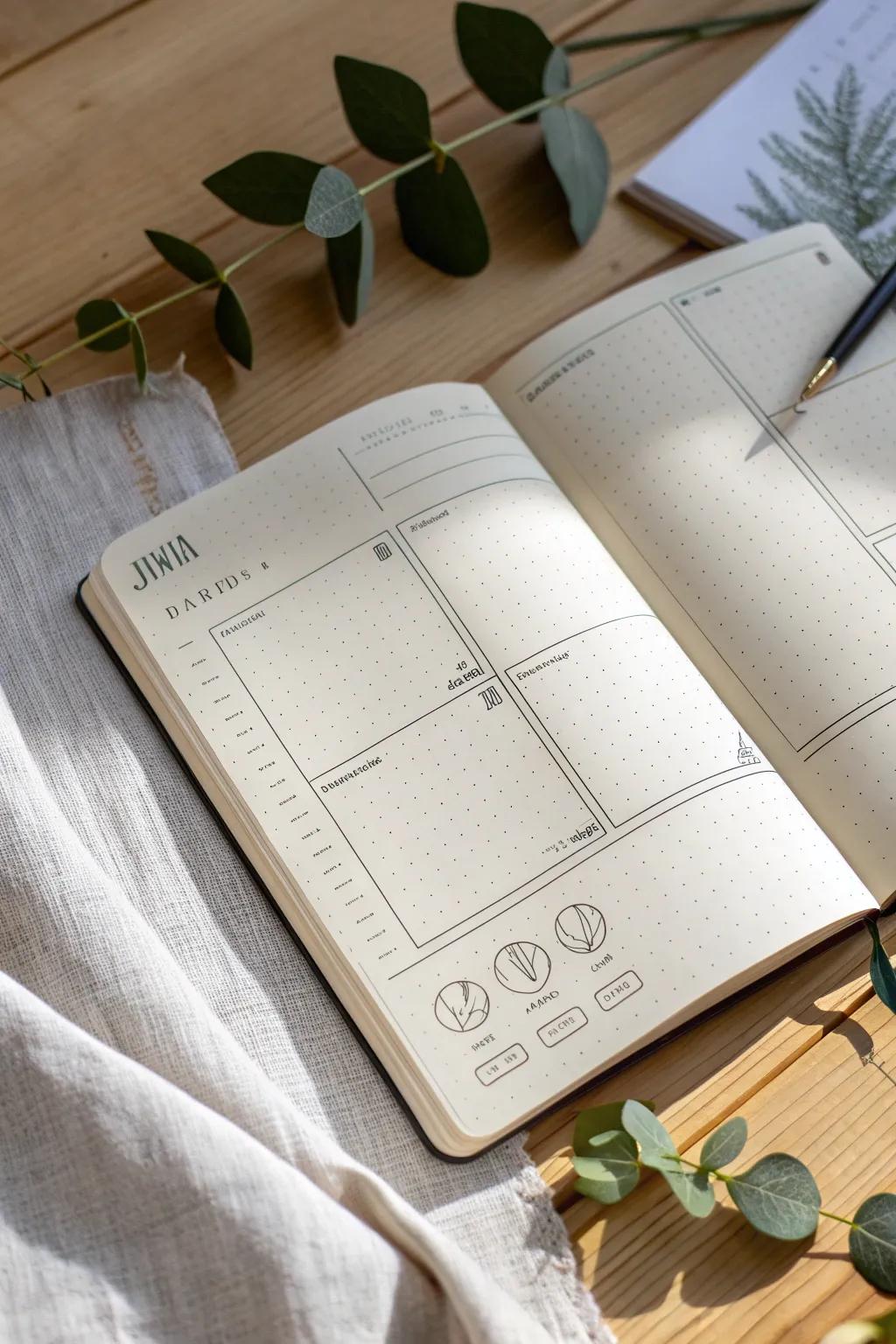 Find clarity in simplicity with this minimalist bullet journal spread. ✨🖊️ #MinimalistElegance #BulletJournal
