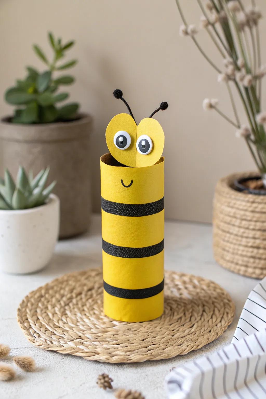 Transform everyday items into whimsical decor with this charming bumble bee craft!