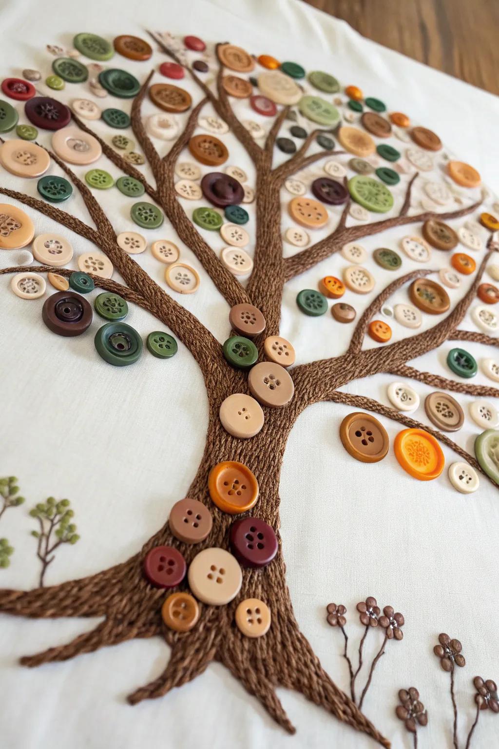 Embrace the beauty of nature with this stunning button art Tree of Life, where simplicity meets craftsmanship. Perfect for a serene and stylish space.