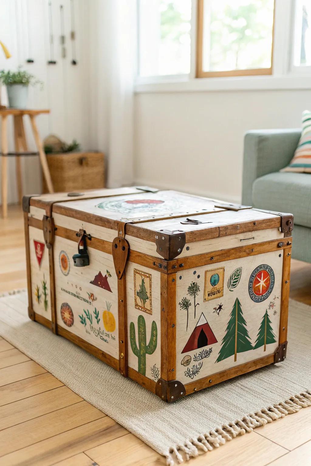 Transform your camp trunk into a personalized masterpiece with a splash of stickers!