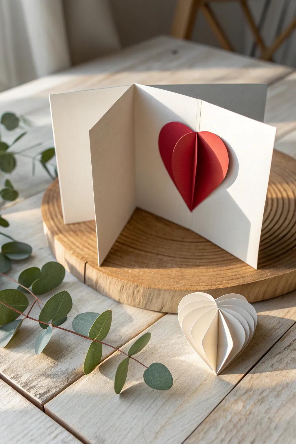 Delight in the magic of simplicity with this charming pop-up heart card, perfect for sparking joy in little hearts.