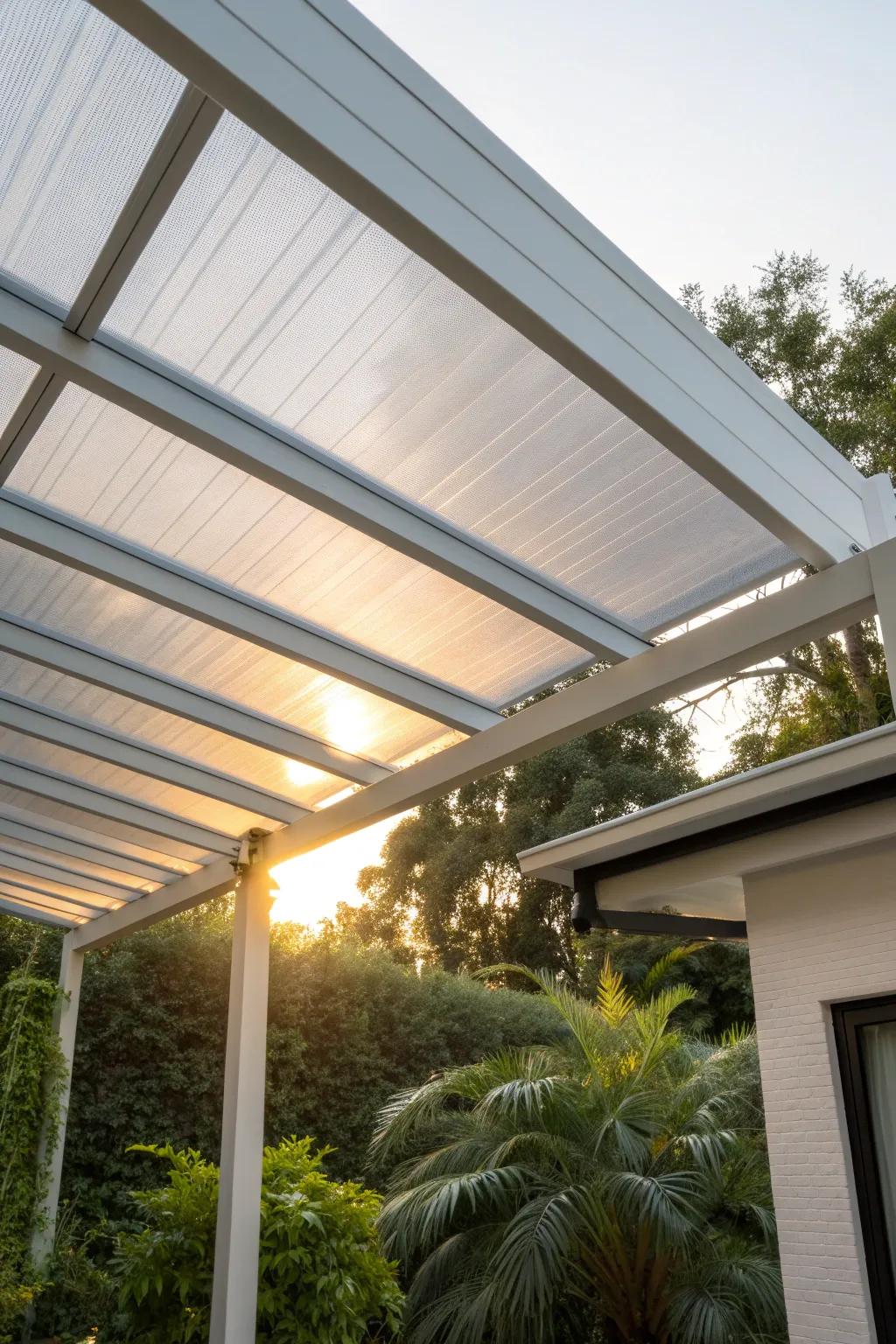 Embrace the light: Polycarbonate roofing for a chic and sunlit catio.