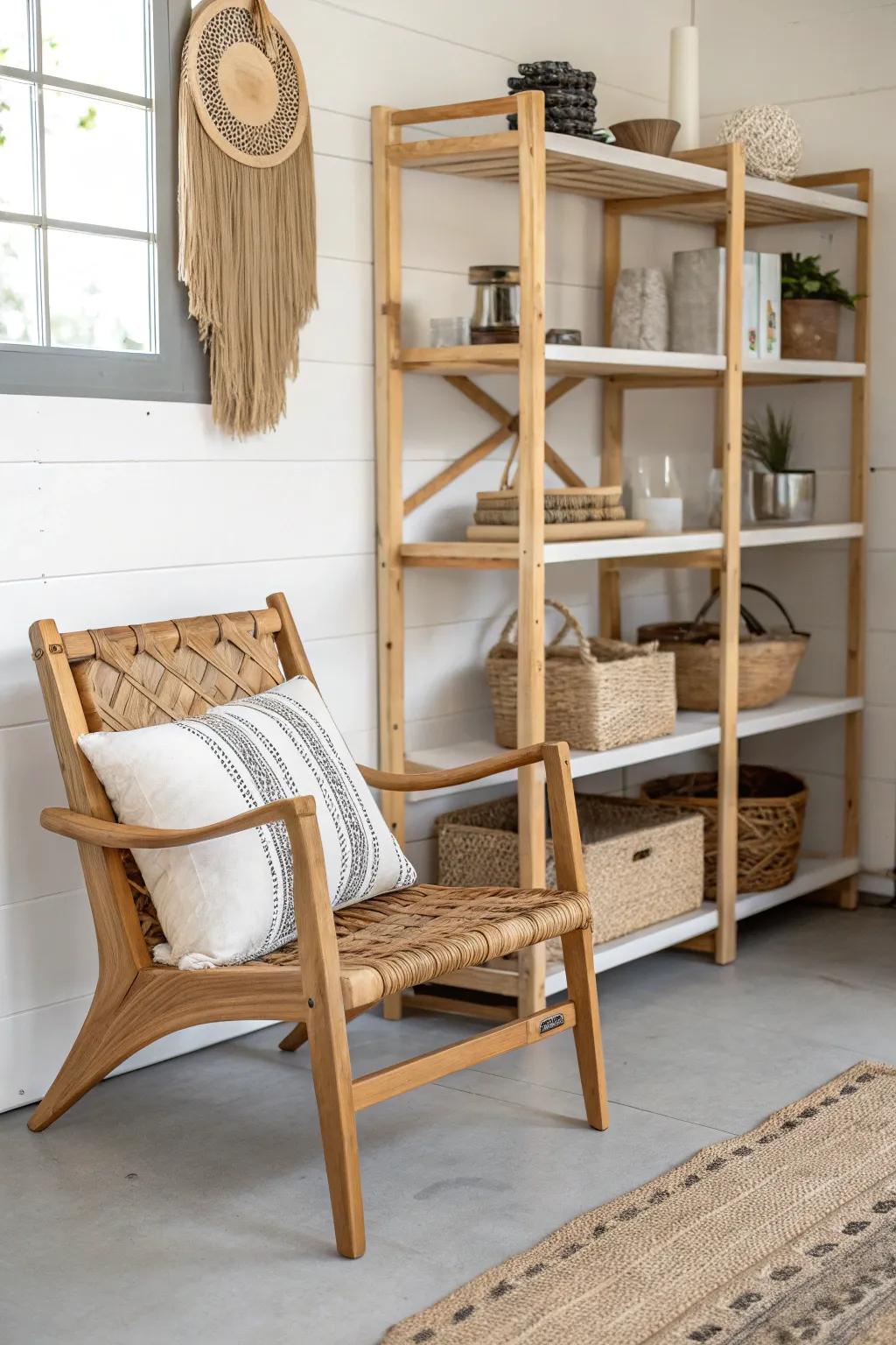 Transform your garage into a haven of calm with stylish chair storage solutions. 🌿✨ #GarageGuru #MinimalistLiving
