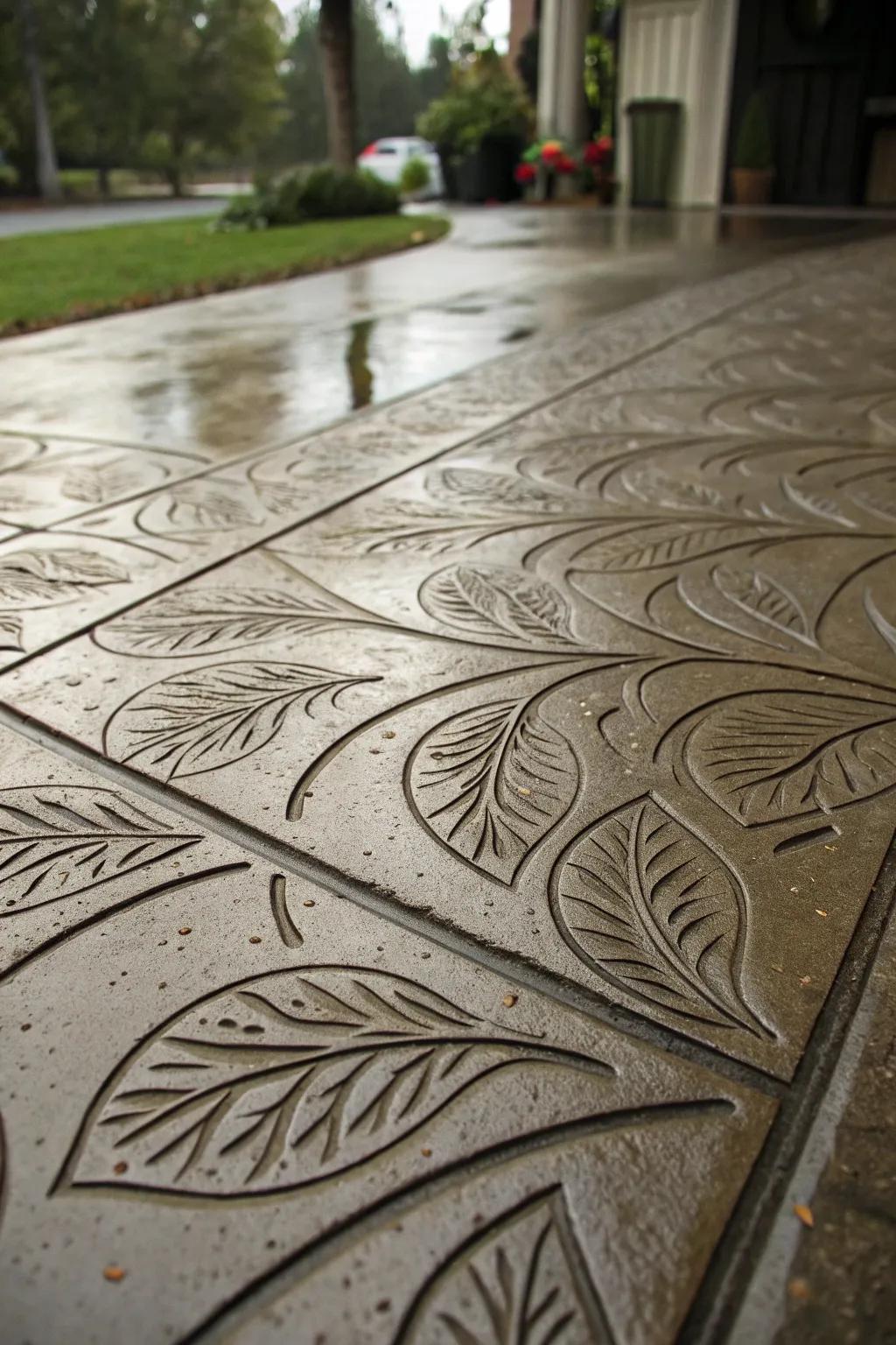 Transform your driveway with the elegance of patterned concrete—where craftsmanship meets creativity.