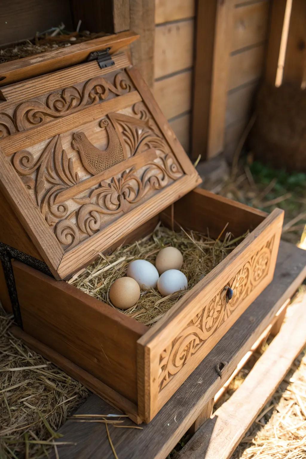 Chic Nesting Boxes: Where elegance meets functionality in your coop.