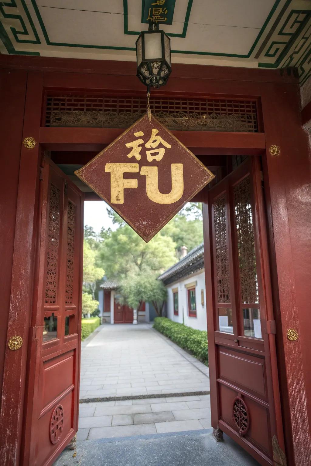 Invite fortune into your home with an inverted Fu character.