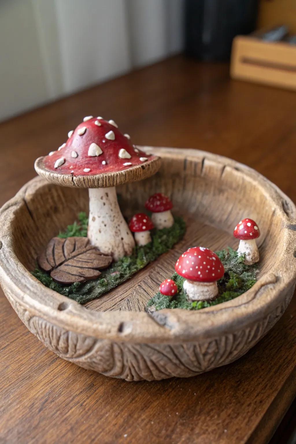 Bring a touch of whimsy and craftsmanship to your space with this nature-inspired mushroom ashtray.