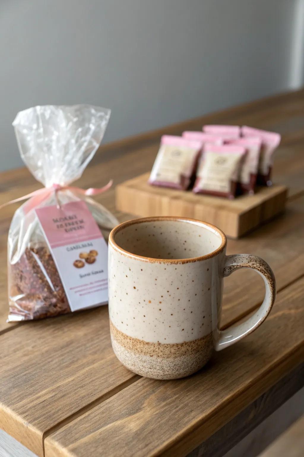 Elevate your gift-giving with a touch of minimalist elegance: a cozy coffee and cocoa set wrapped to perfection.