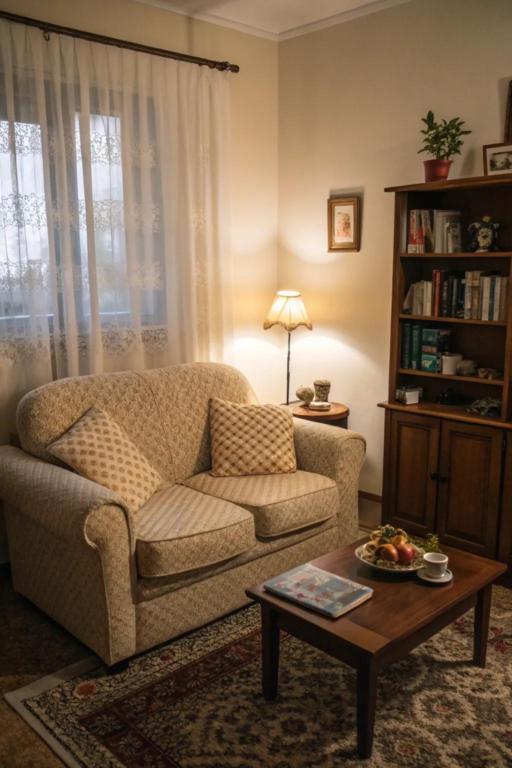 A charming loveseat perfect for small spaces.