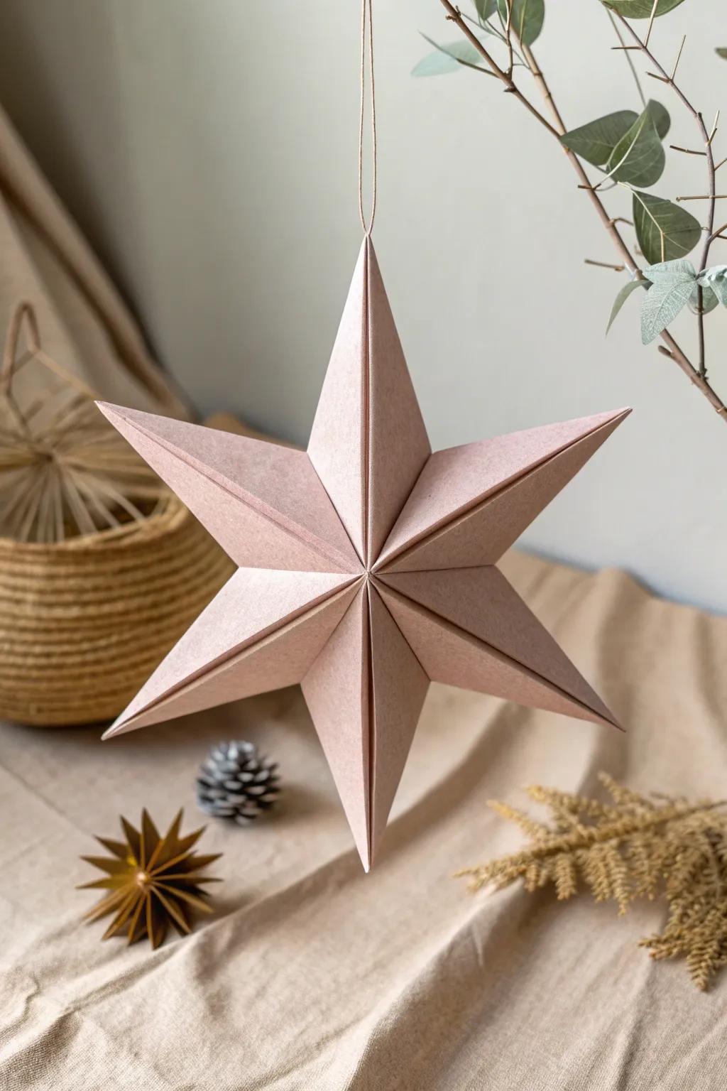 Elevate your space with the enchanting shimmer of handmade 3D paper stars.