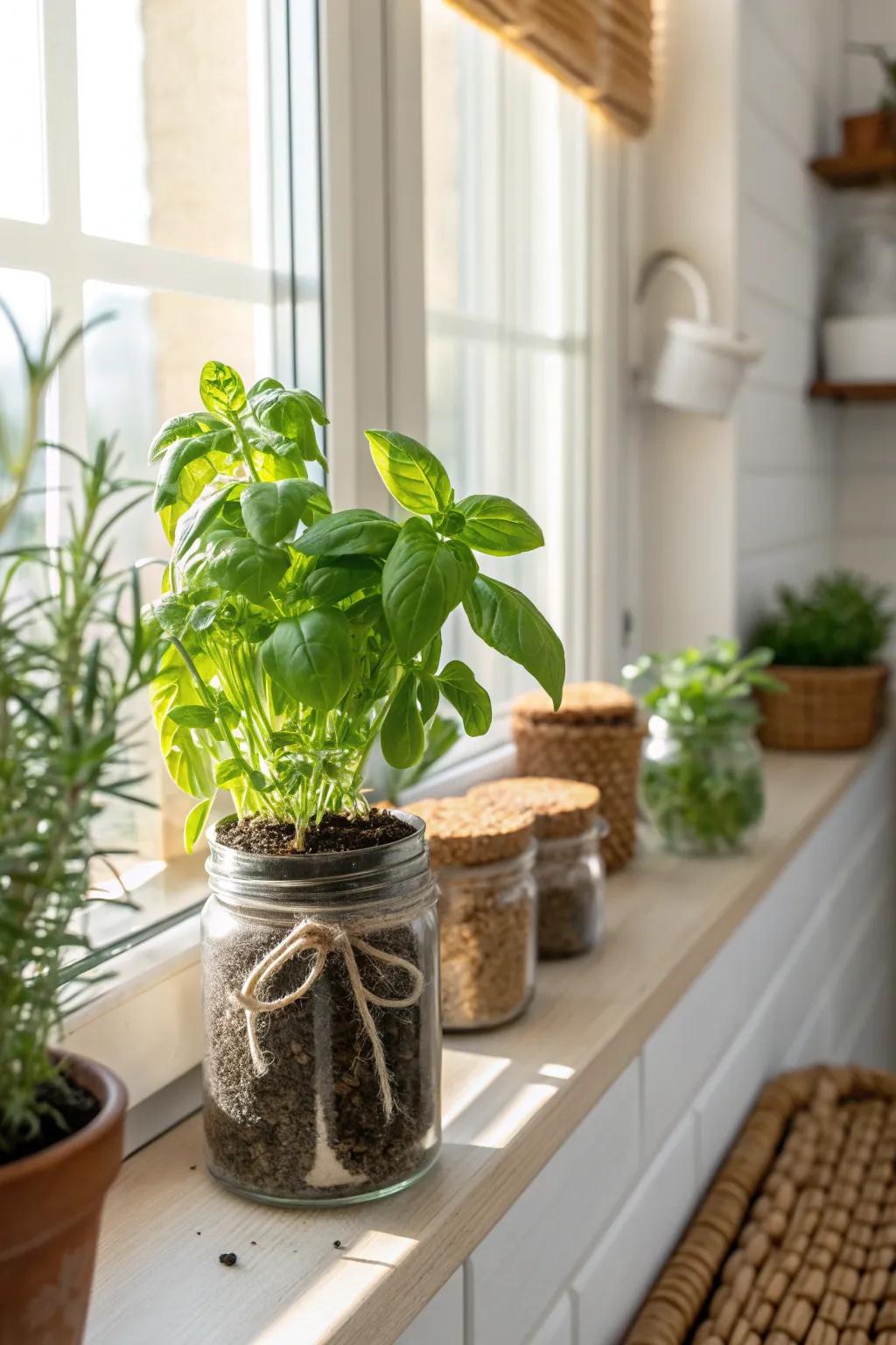 Bring natural beauty to your kitchen with a charming mason jar herb garden. Simplicity meets style!