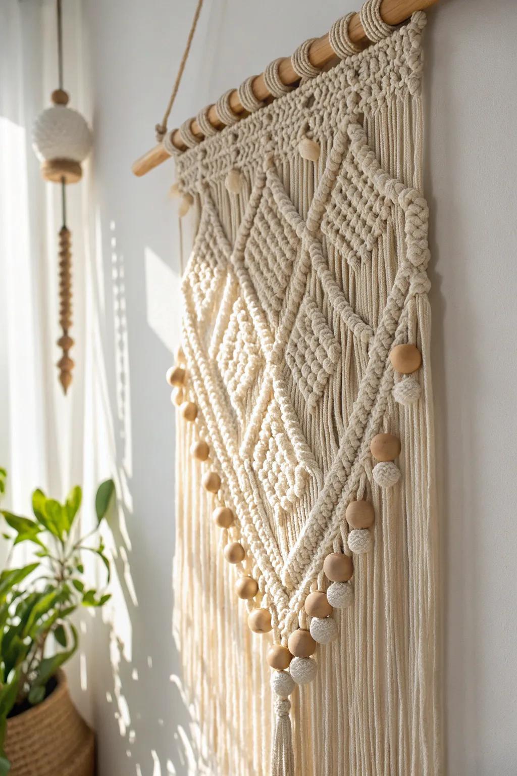 Elevate your space with the timeless charm of a macramé wall hanging, where simplicity meets boho elegance.