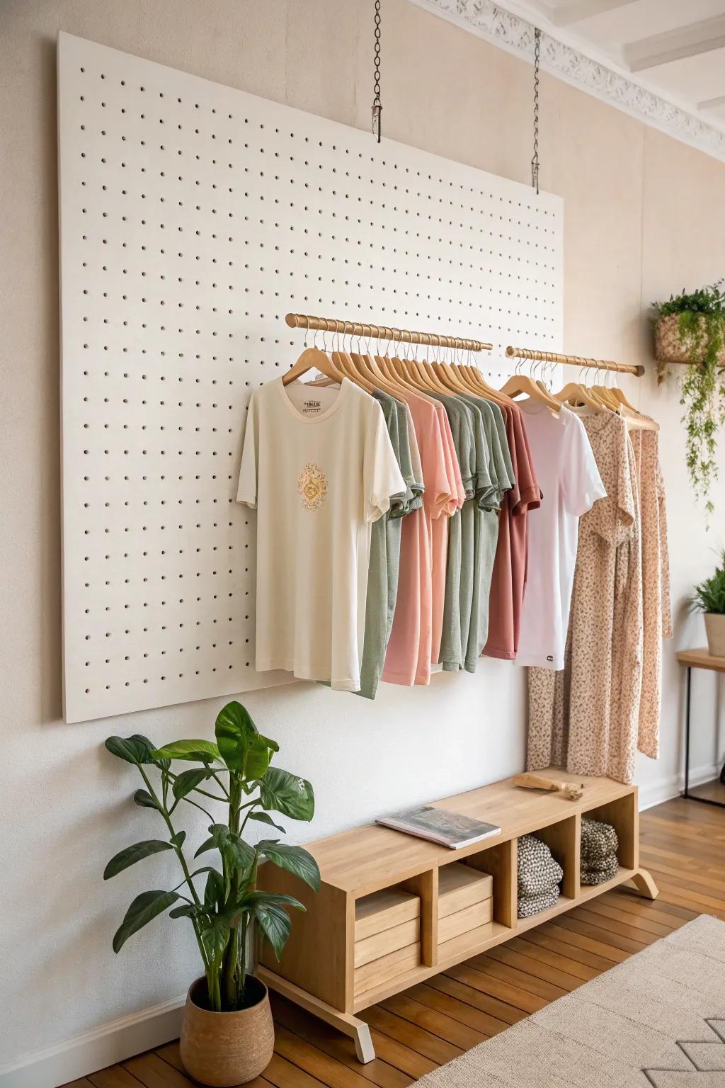 Transform your space with a versatile pegboard display—where creativity meets simplicity.