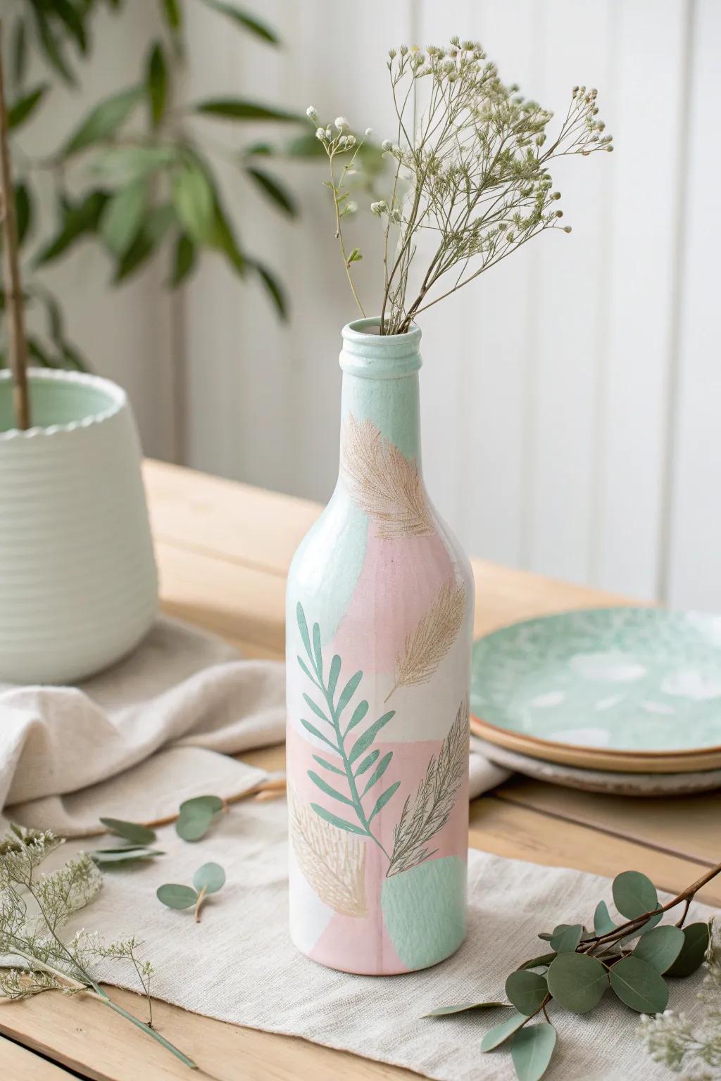 Transform your space with these stunning, hand-painted bottle vases. Perfect for a touch of minimalist elegance.