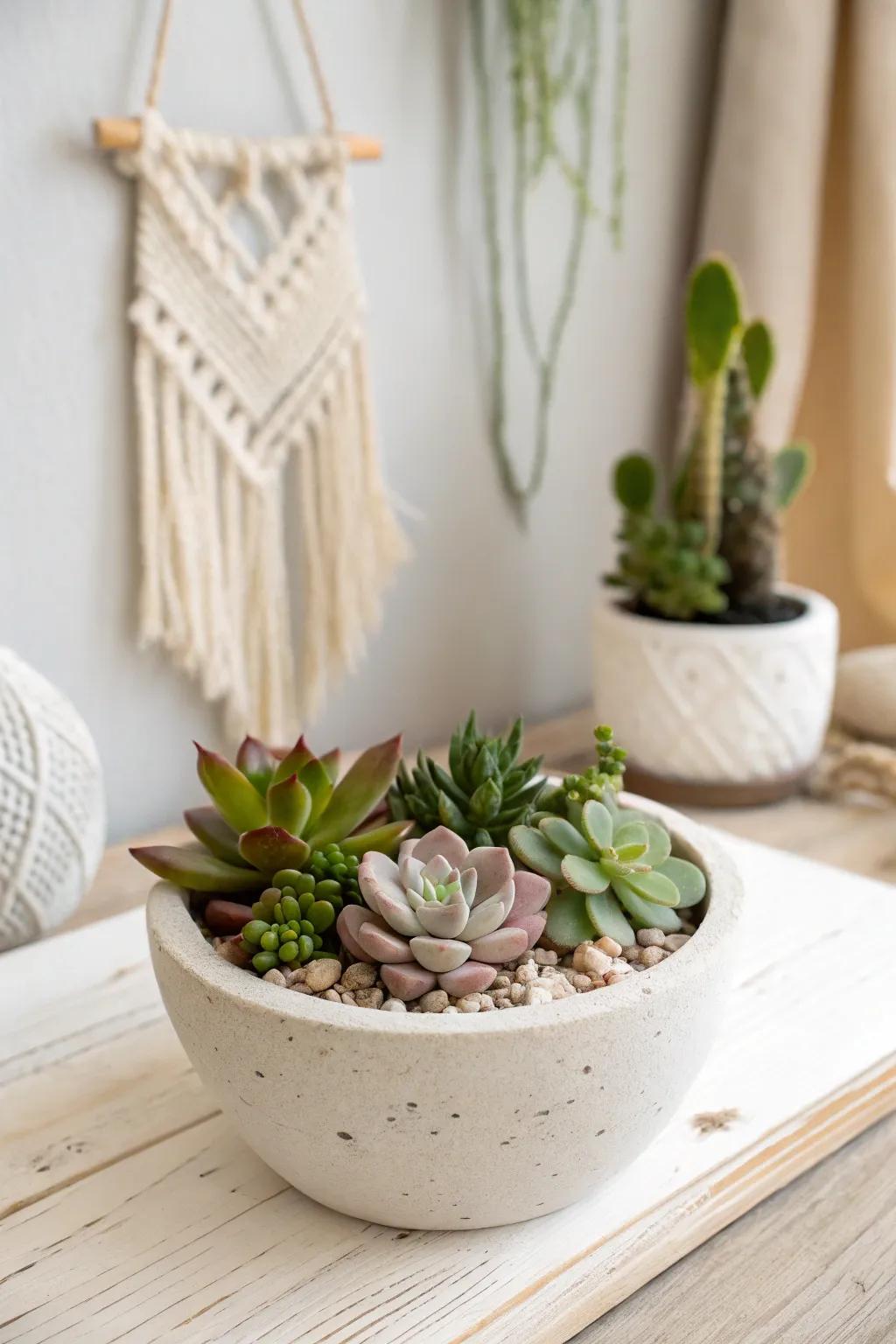 Transform your pinch pot into a charming succulent garden, blending simplicity and natural beauty.