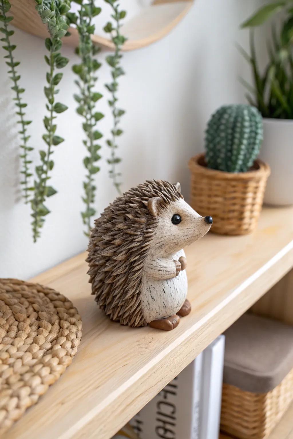 Meet your new whimsical bookshelf companion — a handcrafted clay hedgehog that brings a touch of charm and simplicity to any space.