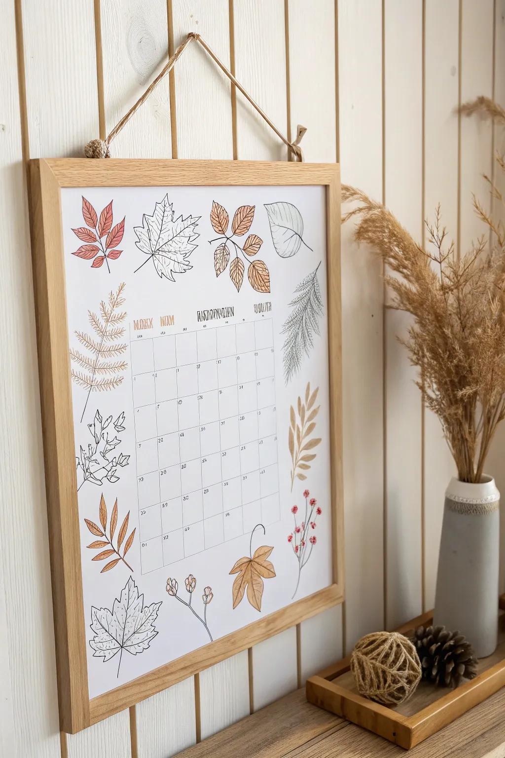 Embrace the seasons with a touch of artistry on your whiteboard calendar.
