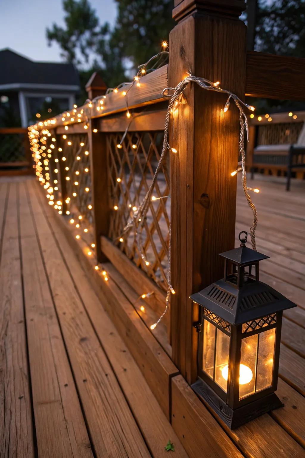 Transform your deck into a magical retreat with the simple elegance of string lights.