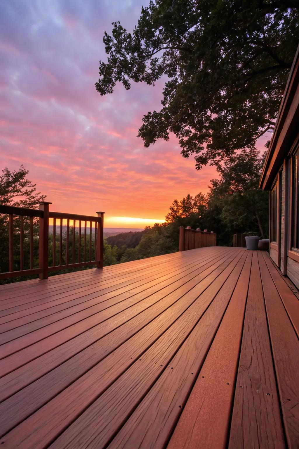 Step into a sunset oasis with this handcrafted ombre deck, where every evening feels magical.