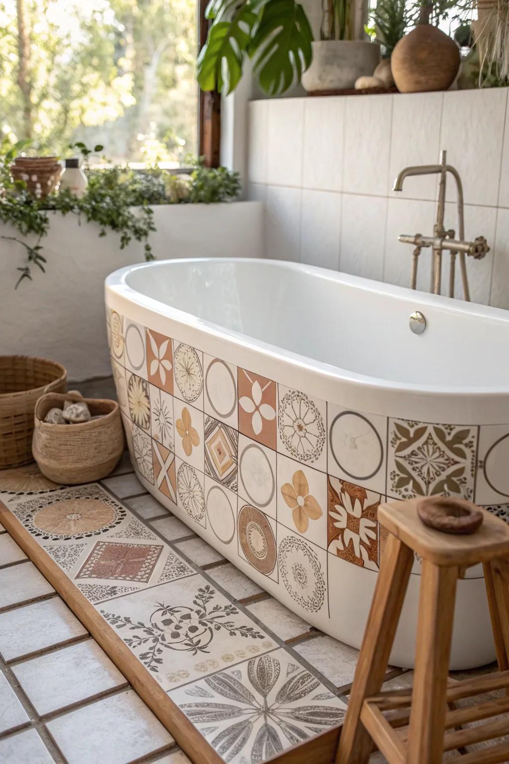 Transform your bathtub into a stunning centerpiece with stylish, minimalist tiles.