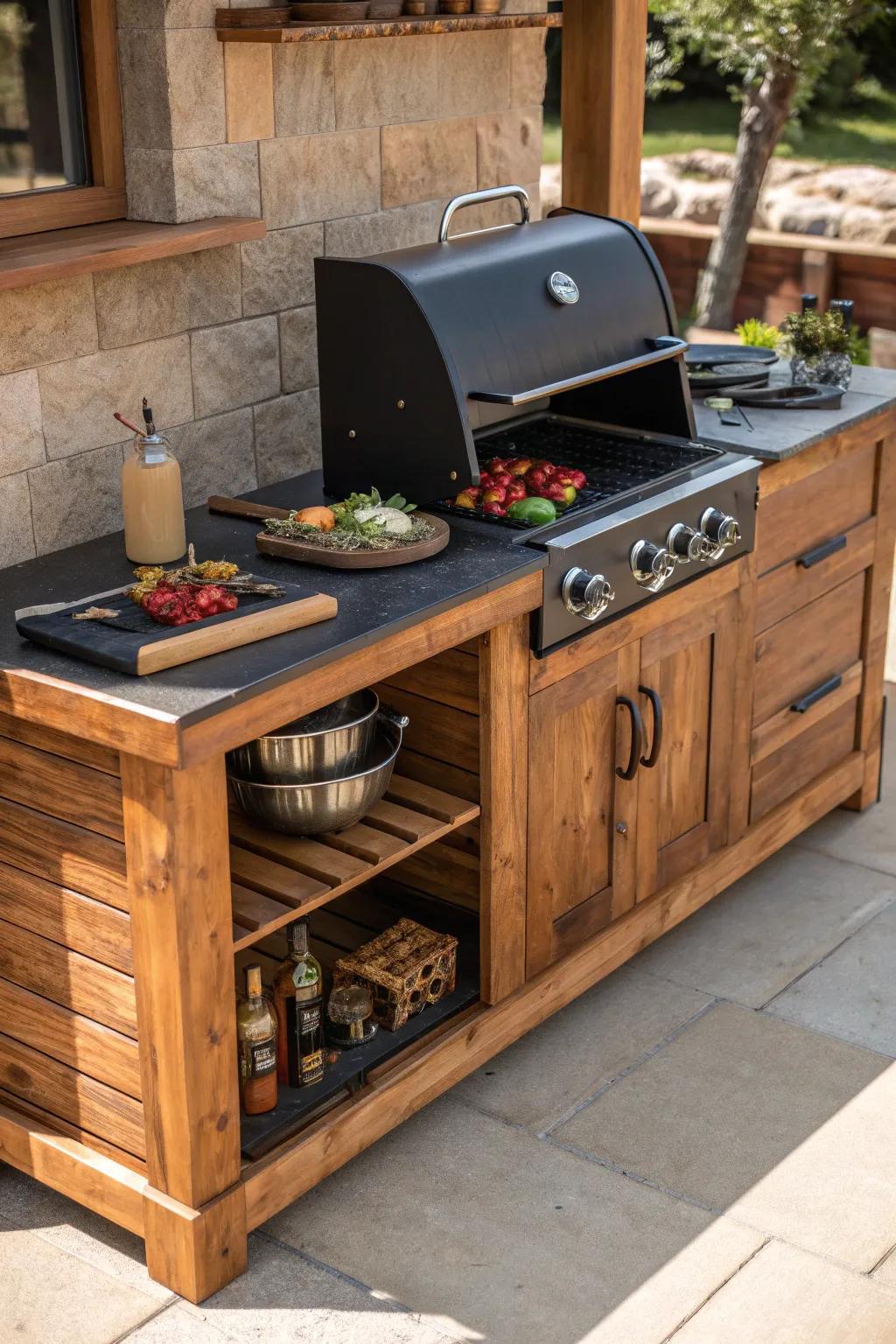 Elevate your grilling game with a handcrafted grill station that combines functionality with craftsmanship.