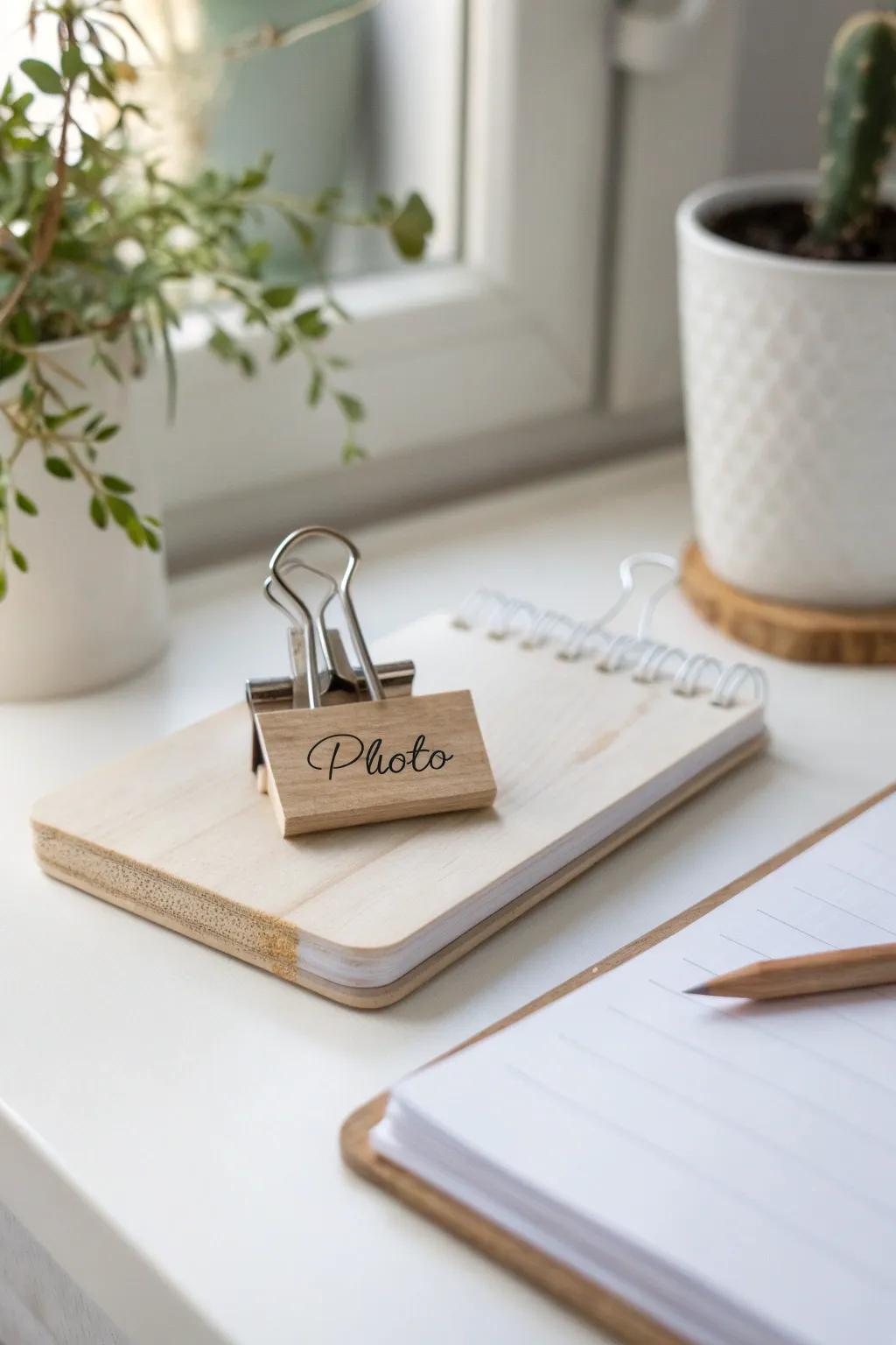 Transform clutter into calm: Discover the charm of labeled binder clips for a serene workspace.