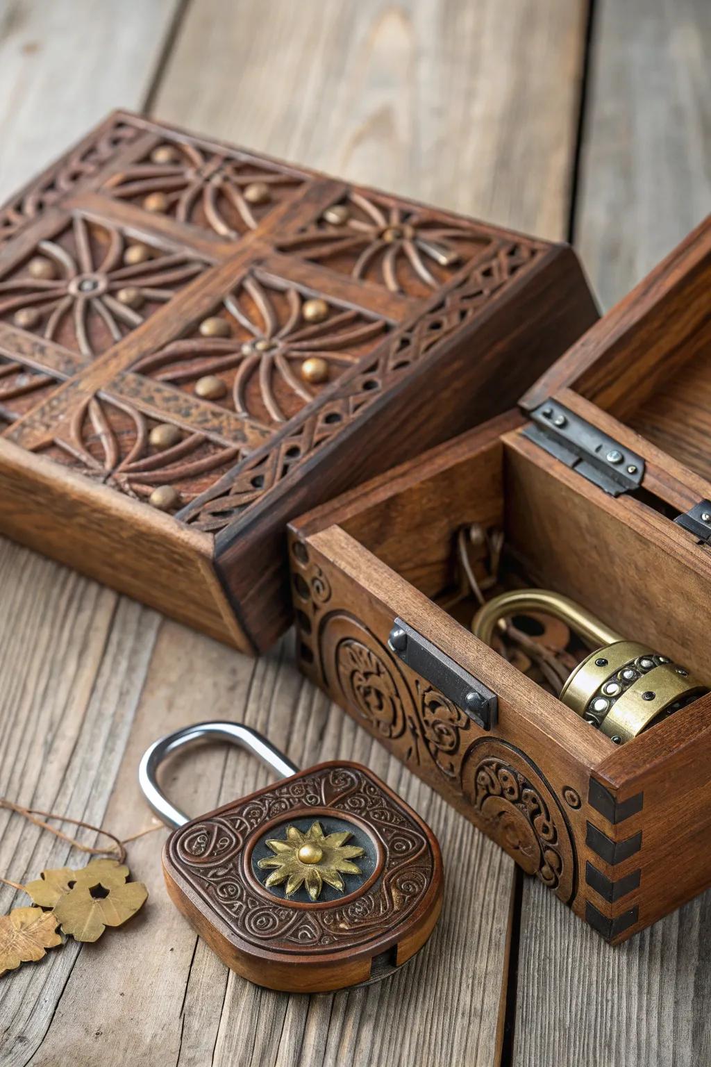 Unlock the mystery: A handcrafted puzzle box hides secrets within.