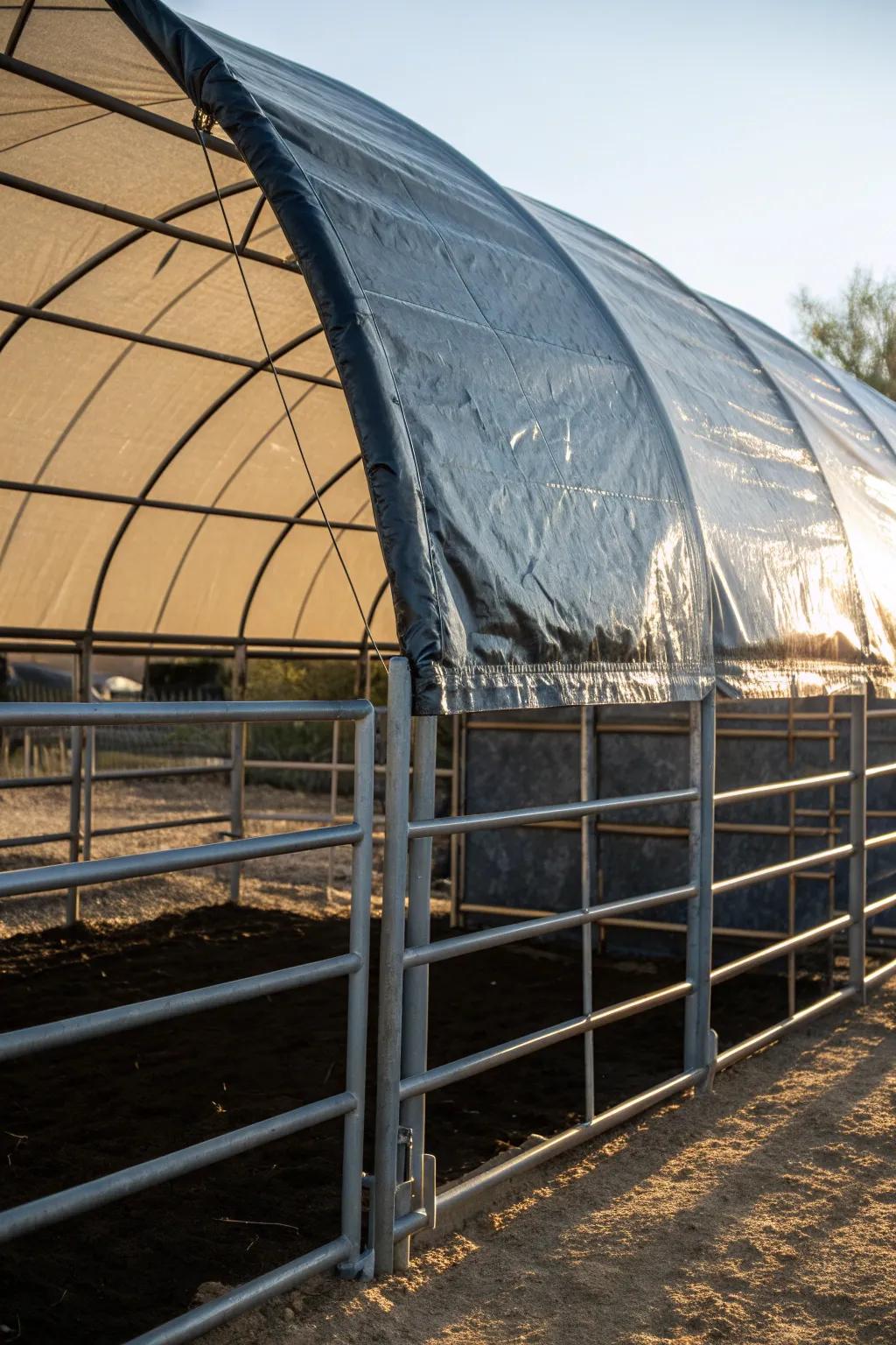 Crafted Shelter: A budget-friendly tarp roof for your horse's comfort.