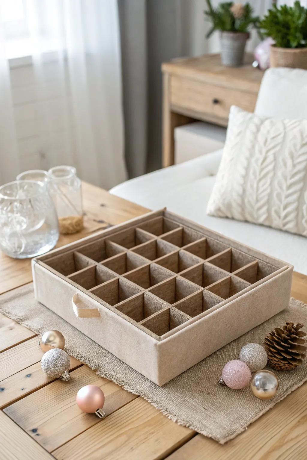 Organize with style: Craft your own elegant ornament storage grid!