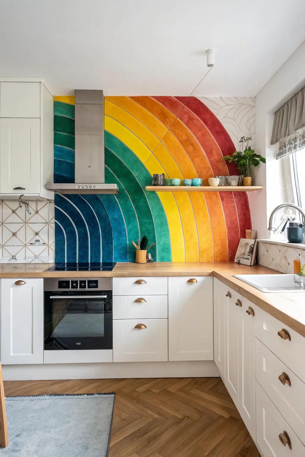 Transform your kitchen with a splash of rainbow hues—where every morning feels like a fresh start!