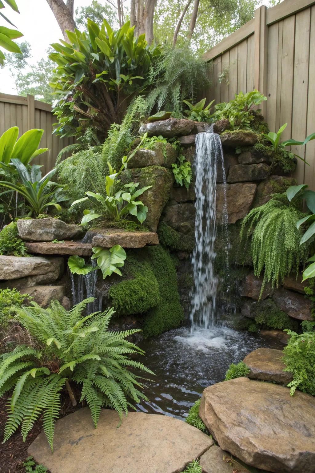 Transform your backyard with a breathtaking vertical garden waterfall, where nature's elegance meets skilled craftsmanship.
