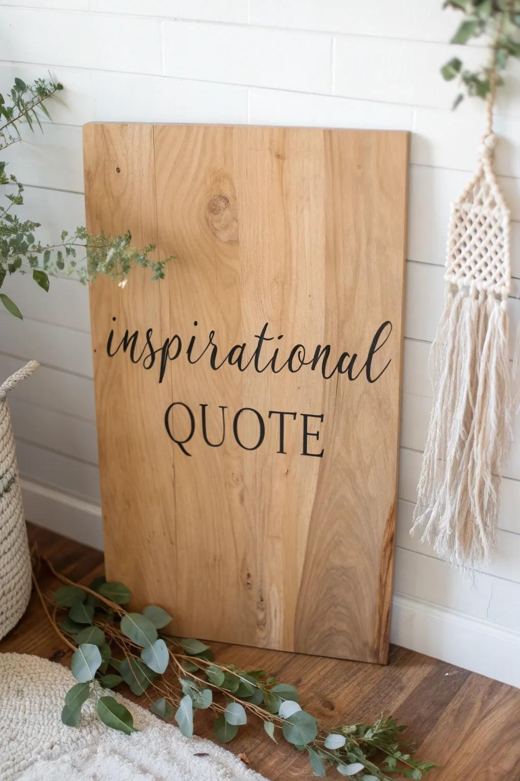Start your day with inspiration—discover the beauty of simplicity with this handcrafted quote sign.