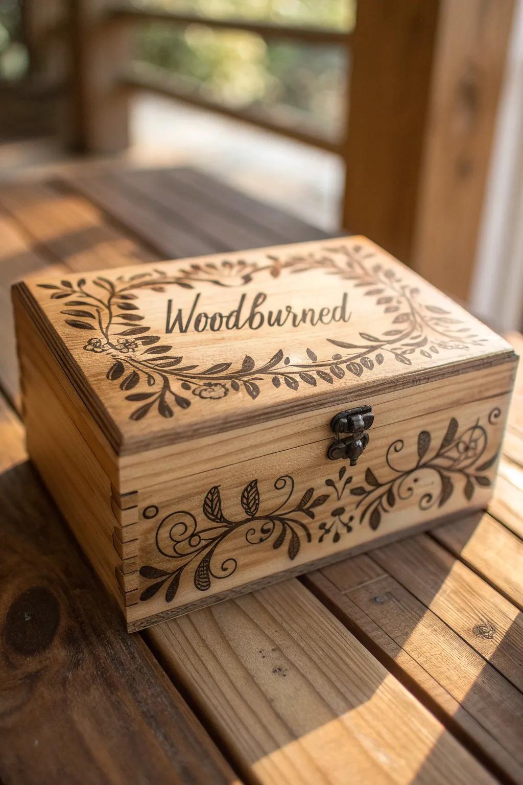 Elevate your gift-giving with a personalized woodburned box, a perfect blend of craftsmanship and sentiment.