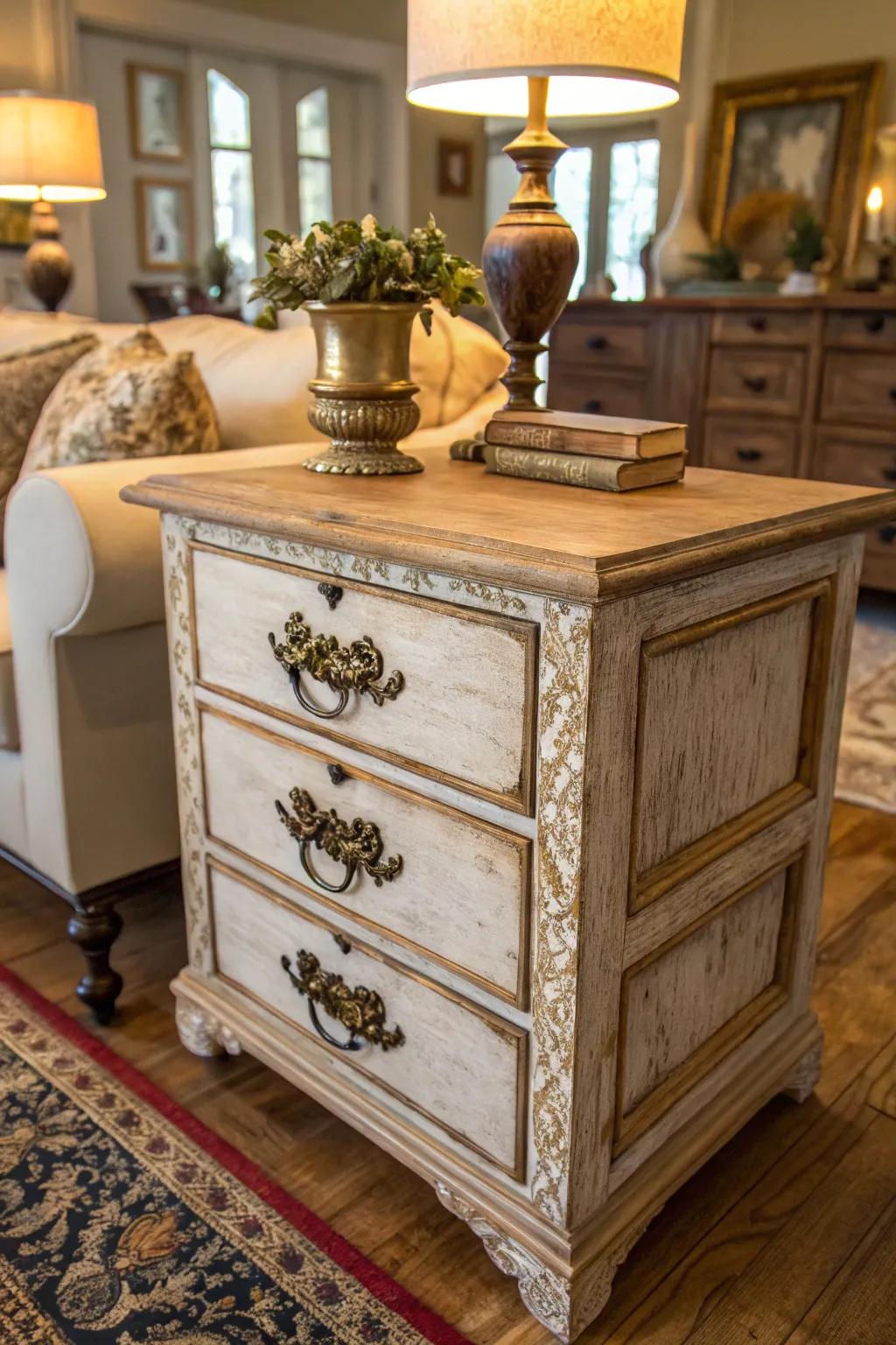 Charming vintage drawers with ornate details bring history into your home