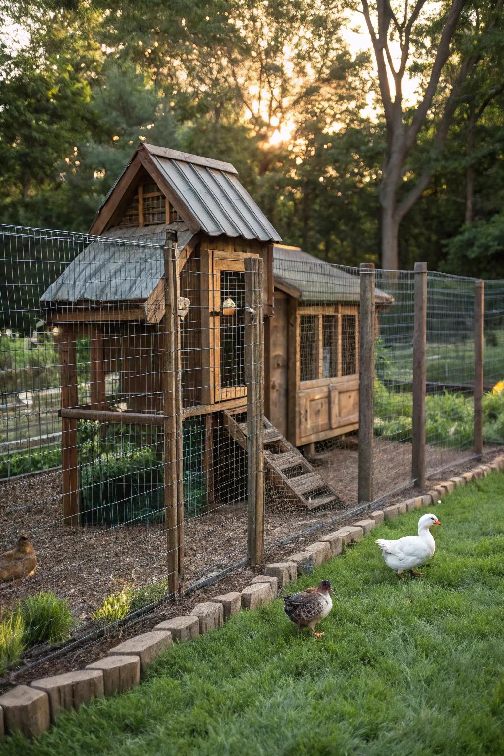 A perfect blend of safety and freedom: Discover the art of crafting a secure open-air sanctuary for ducks.