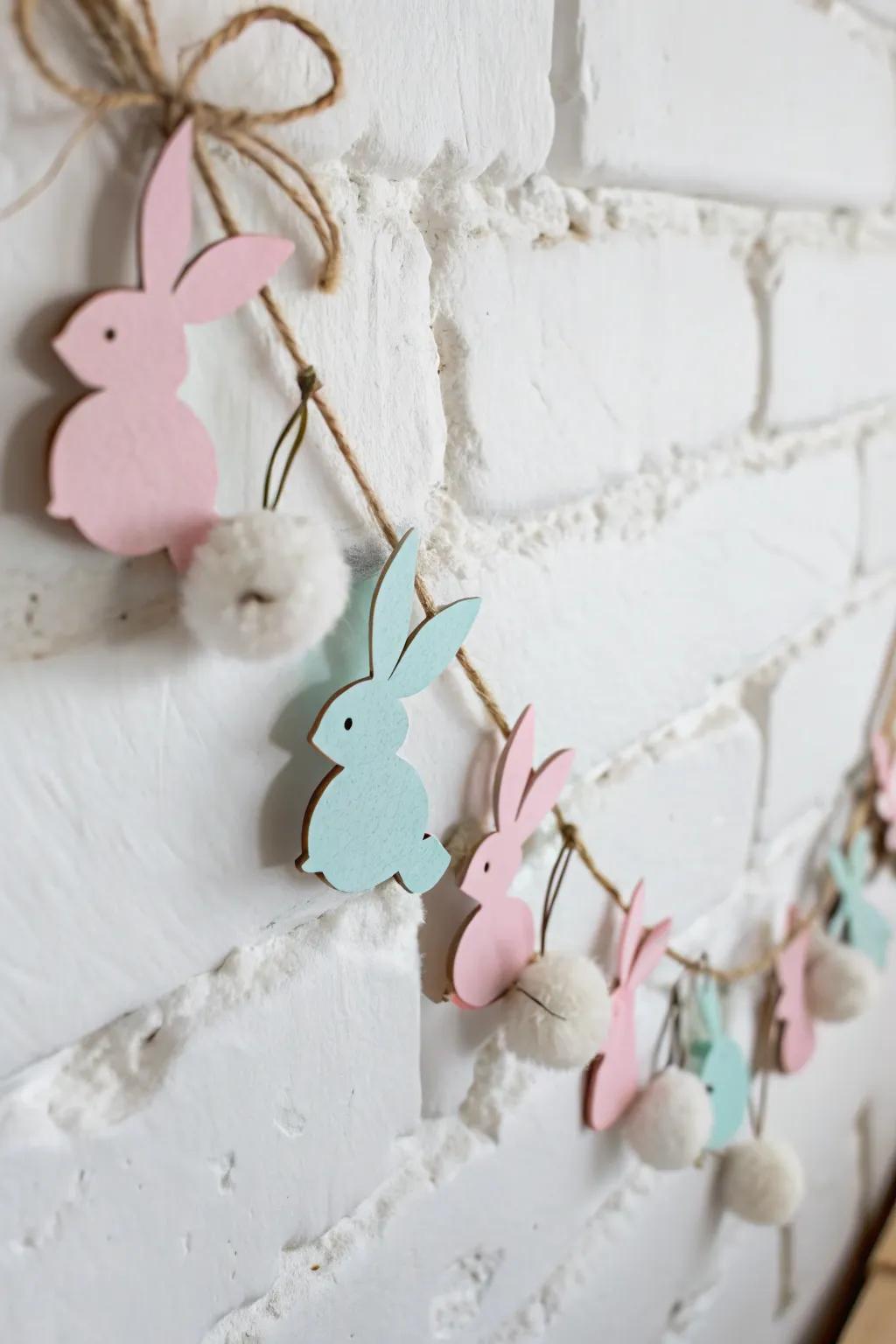 Brighten your space with a delightful DIY bunny garland, blending minimalist charm with a touch of whimsy! 🐇✨ #EasterCrafts #MinimalistDecor