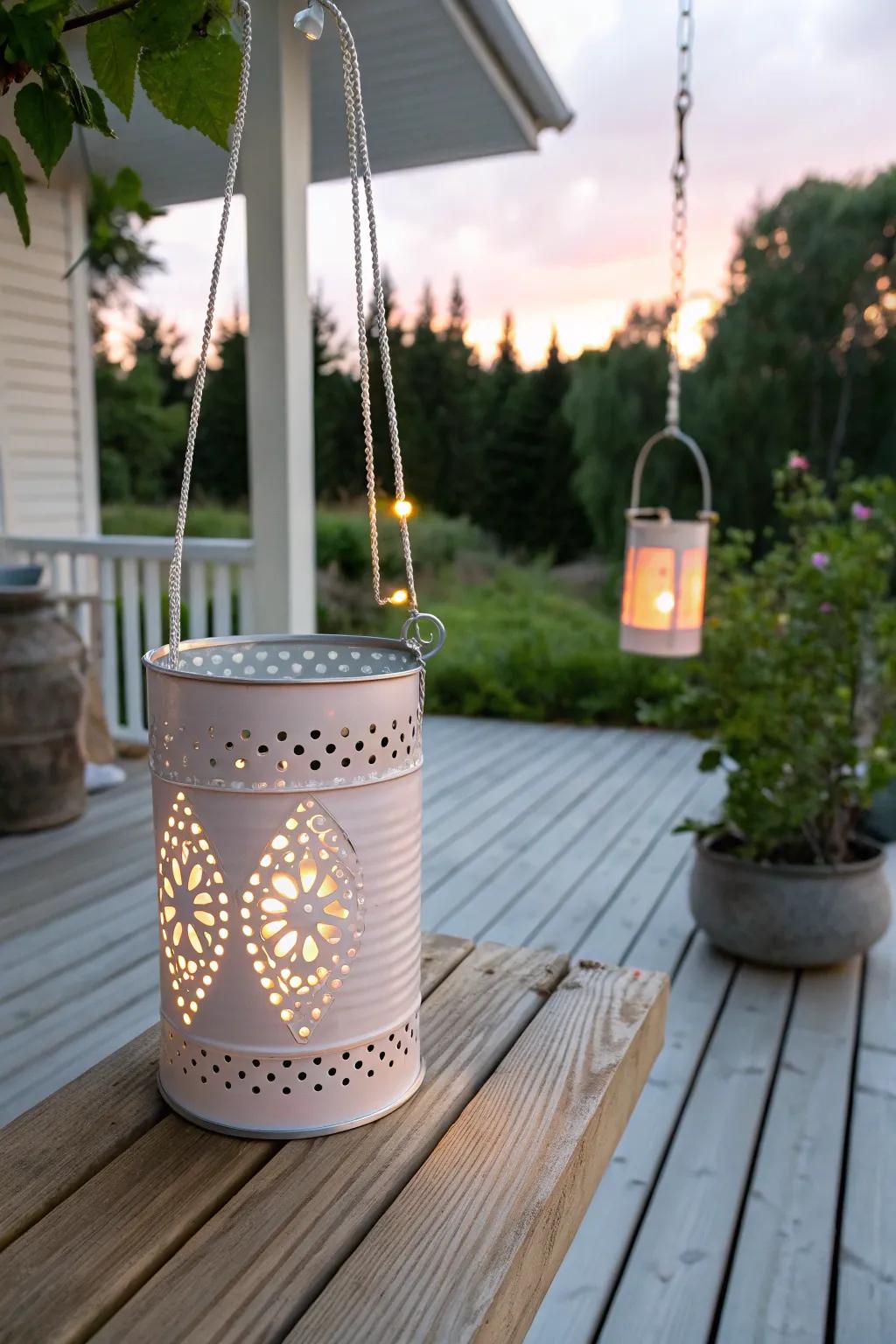 Illuminate your evenings with enchanting upcycled tin can lanterns – where simplicity meets artistry.