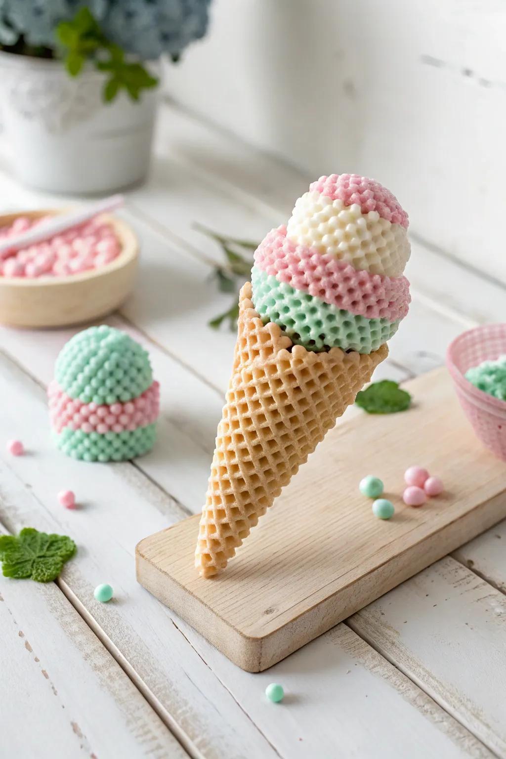 Sweeten your space with this charming mini perler bead ice cream cone, a perfect blend of simplicity and creativity!