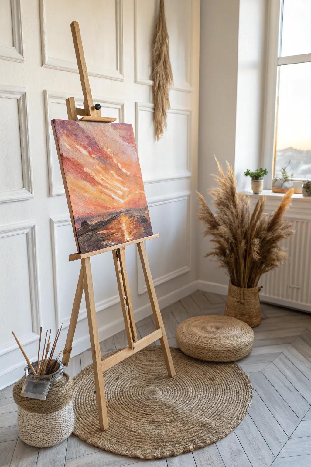 Capture the warmth of a sunset with easy brush strokes and a minimalist touch.