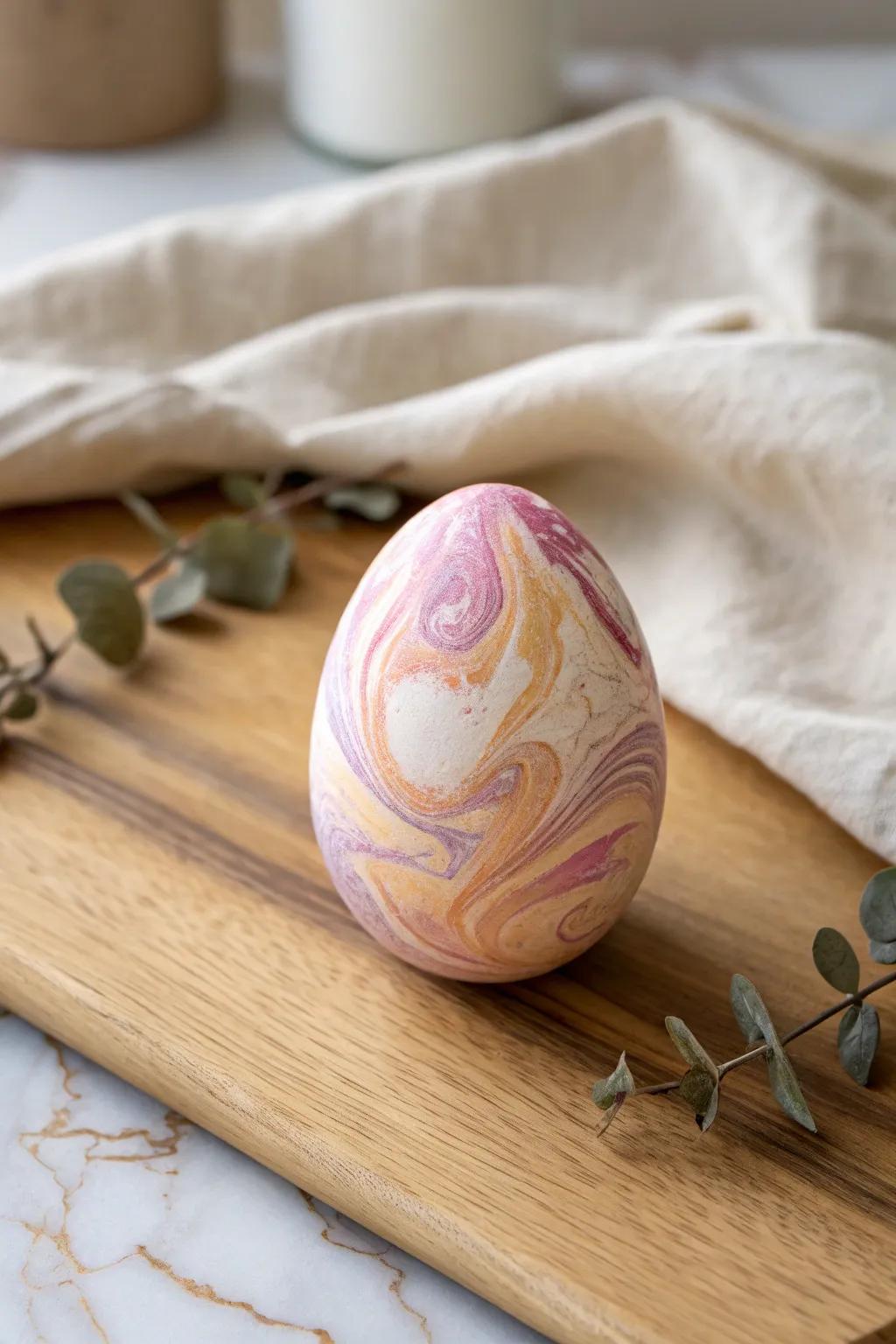 Unveil the art of marbling – a dreamy creation in the palm of your hand.