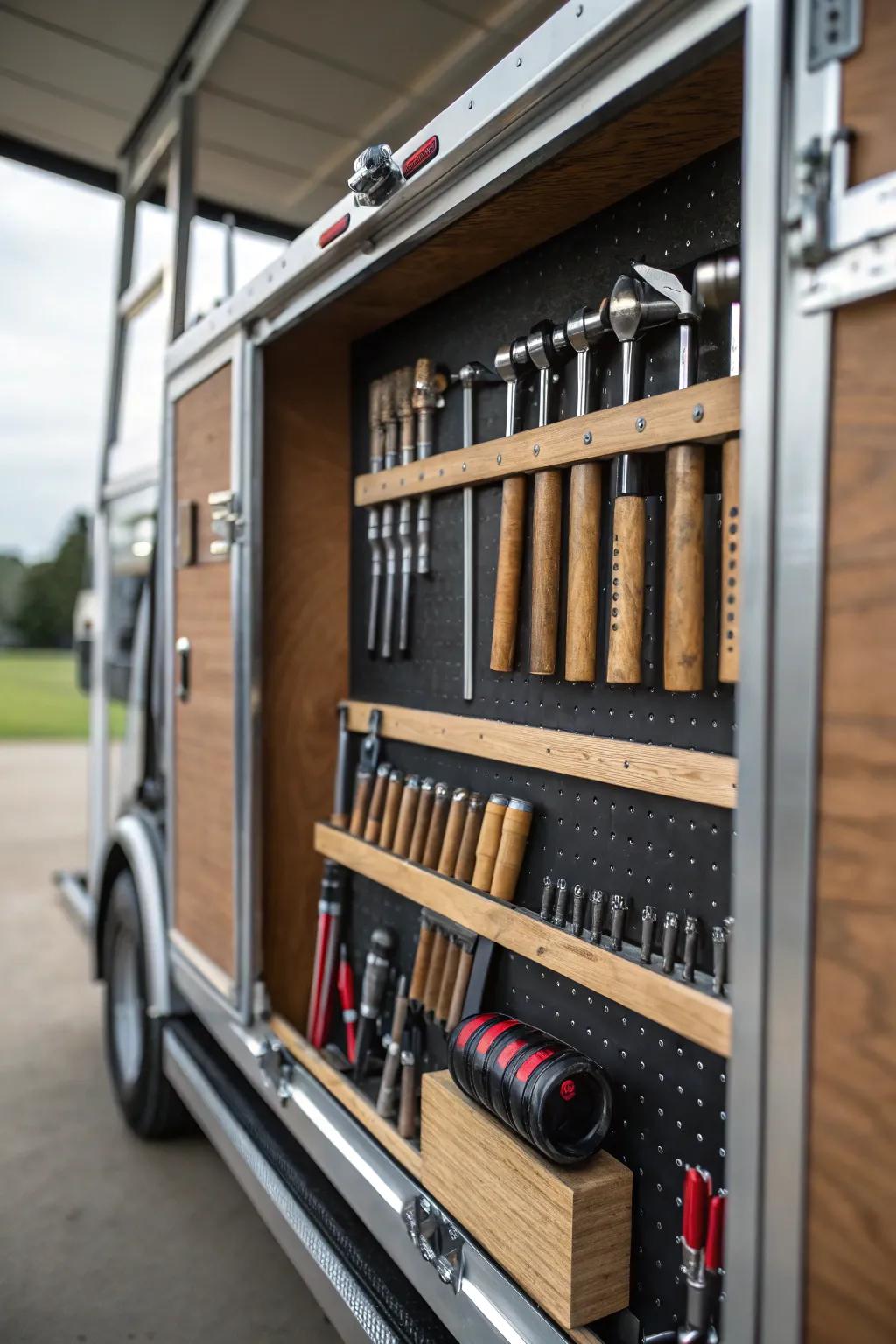 Maximize your efficiency with a perfectly organized tool rack. #Craftsmanship #ToolOrganization