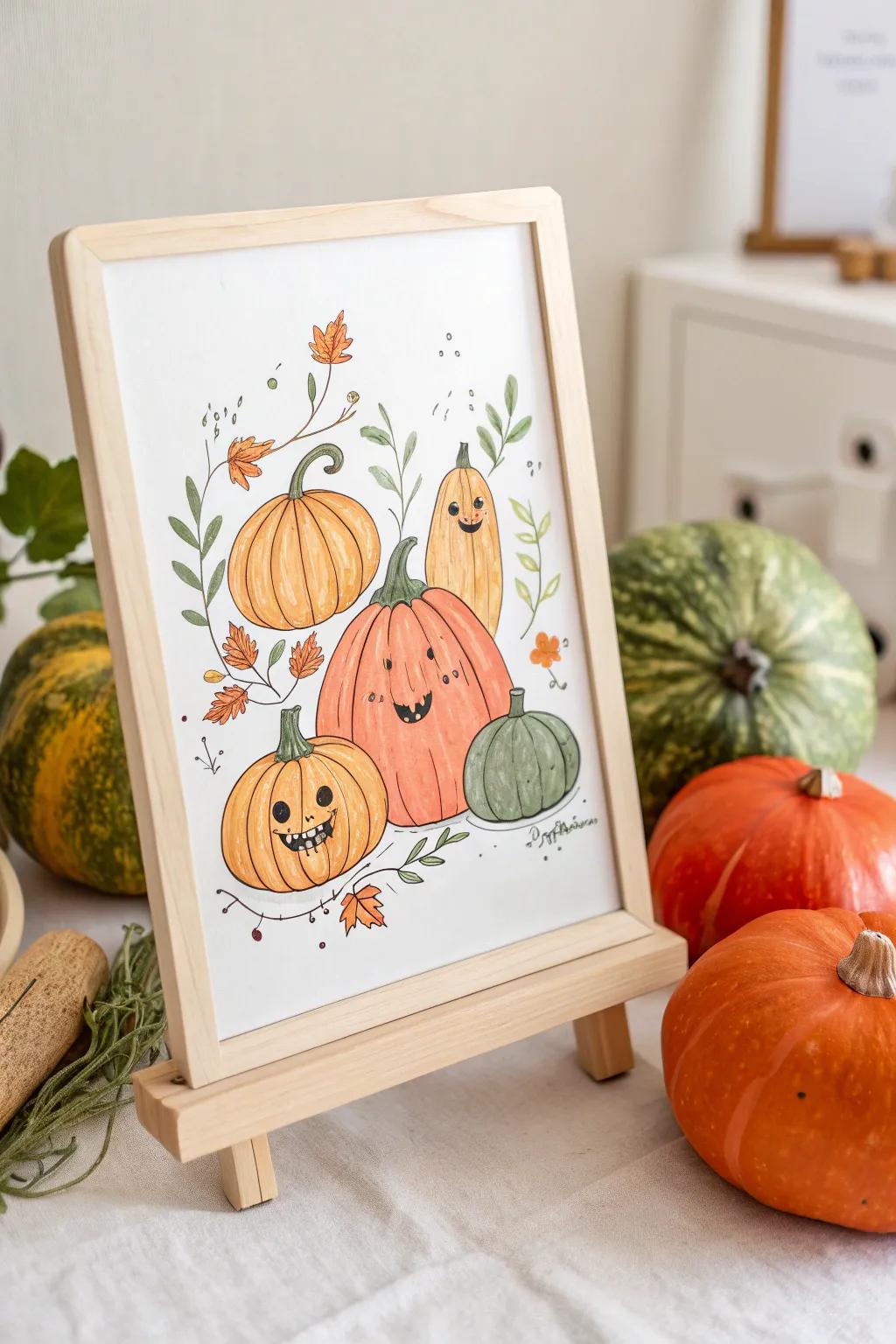 Bring a smile to your kitchen with a whimsical pumpkin patch dry erase board!