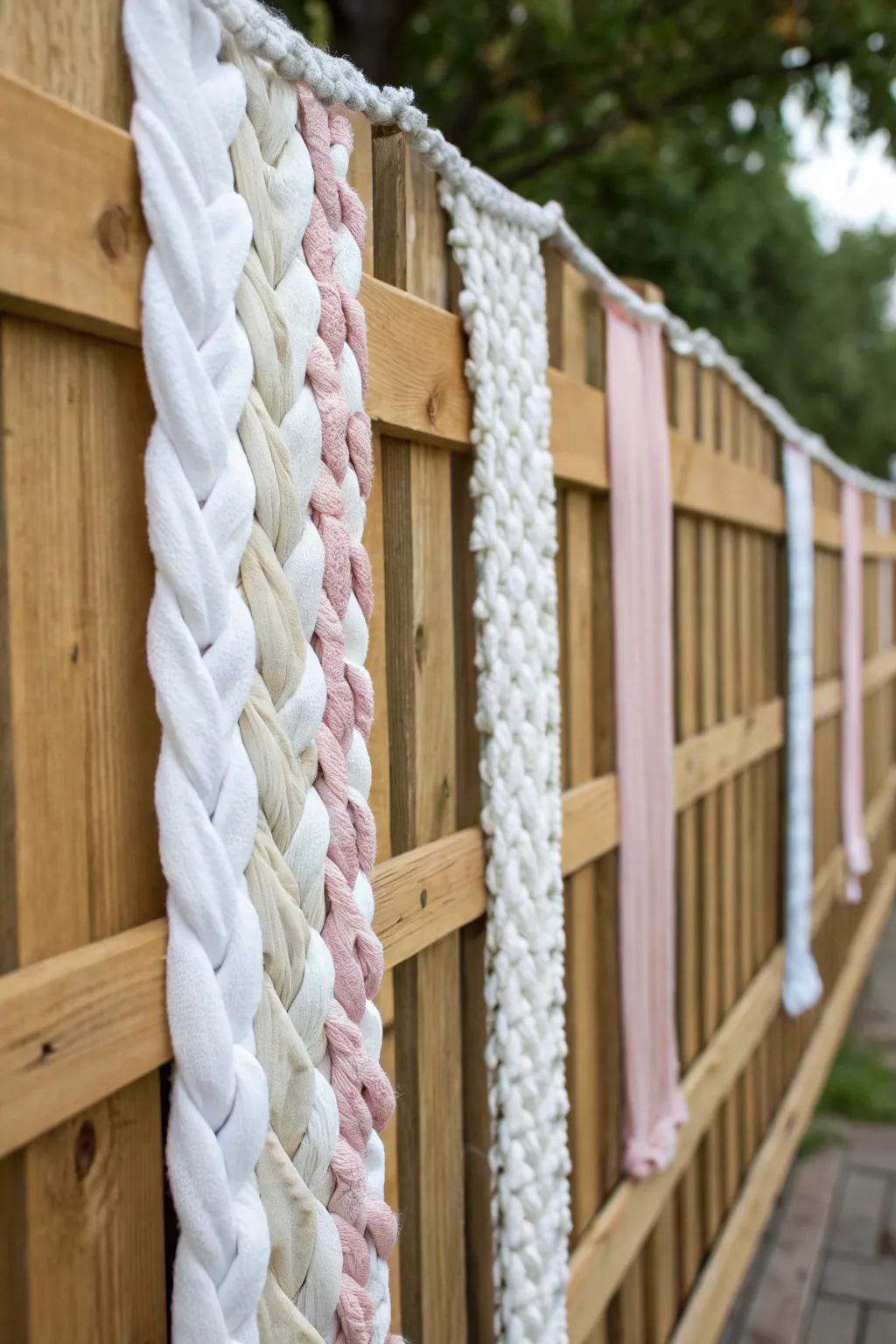 Transform your fence with upcycled fabric strips for a touch of cozy elegance. #Craftsmanship #MinimalistBoho