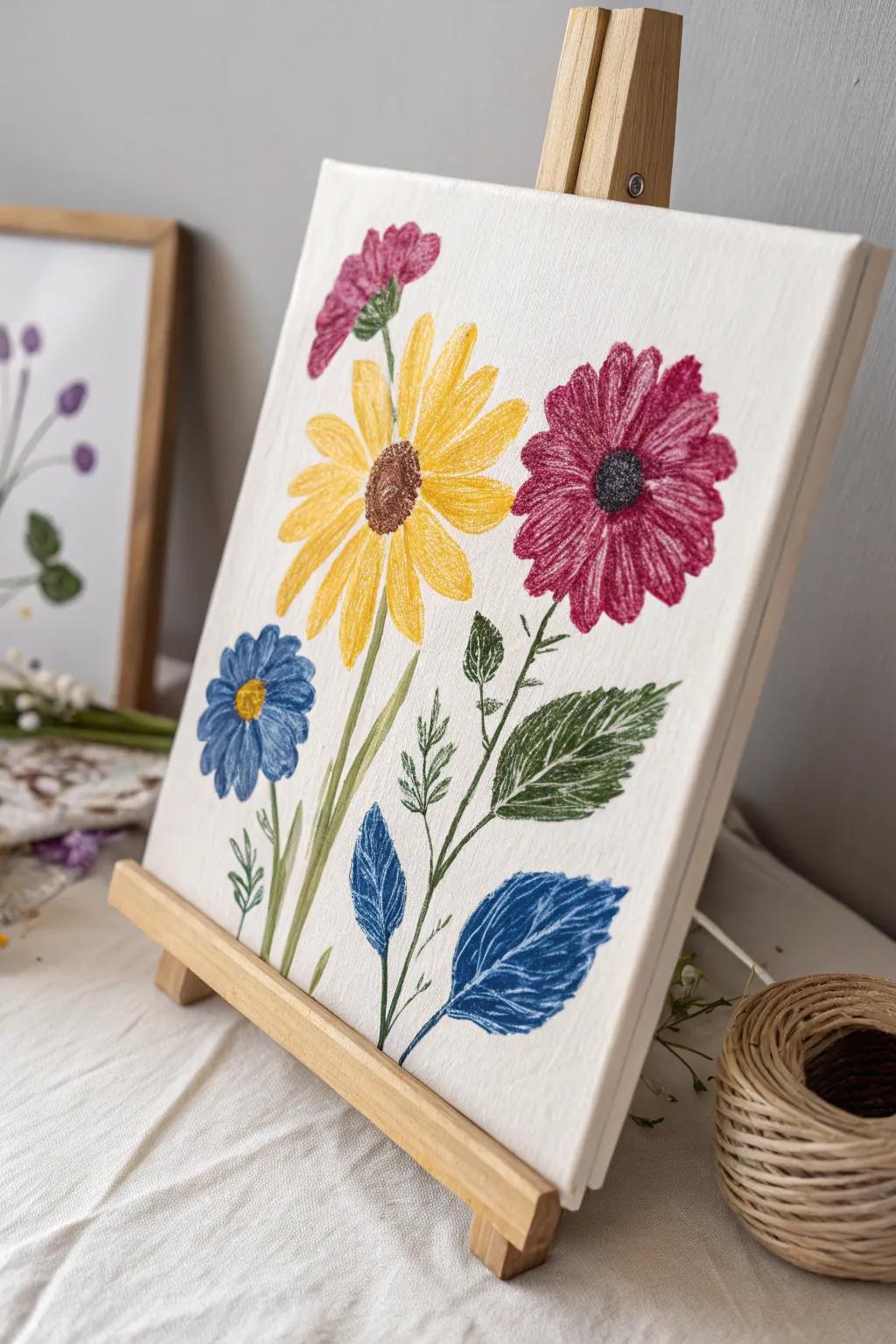Bring spring indoors with these vibrant finger-painted floral blooms, adding a touch of handcrafted beauty to any space.