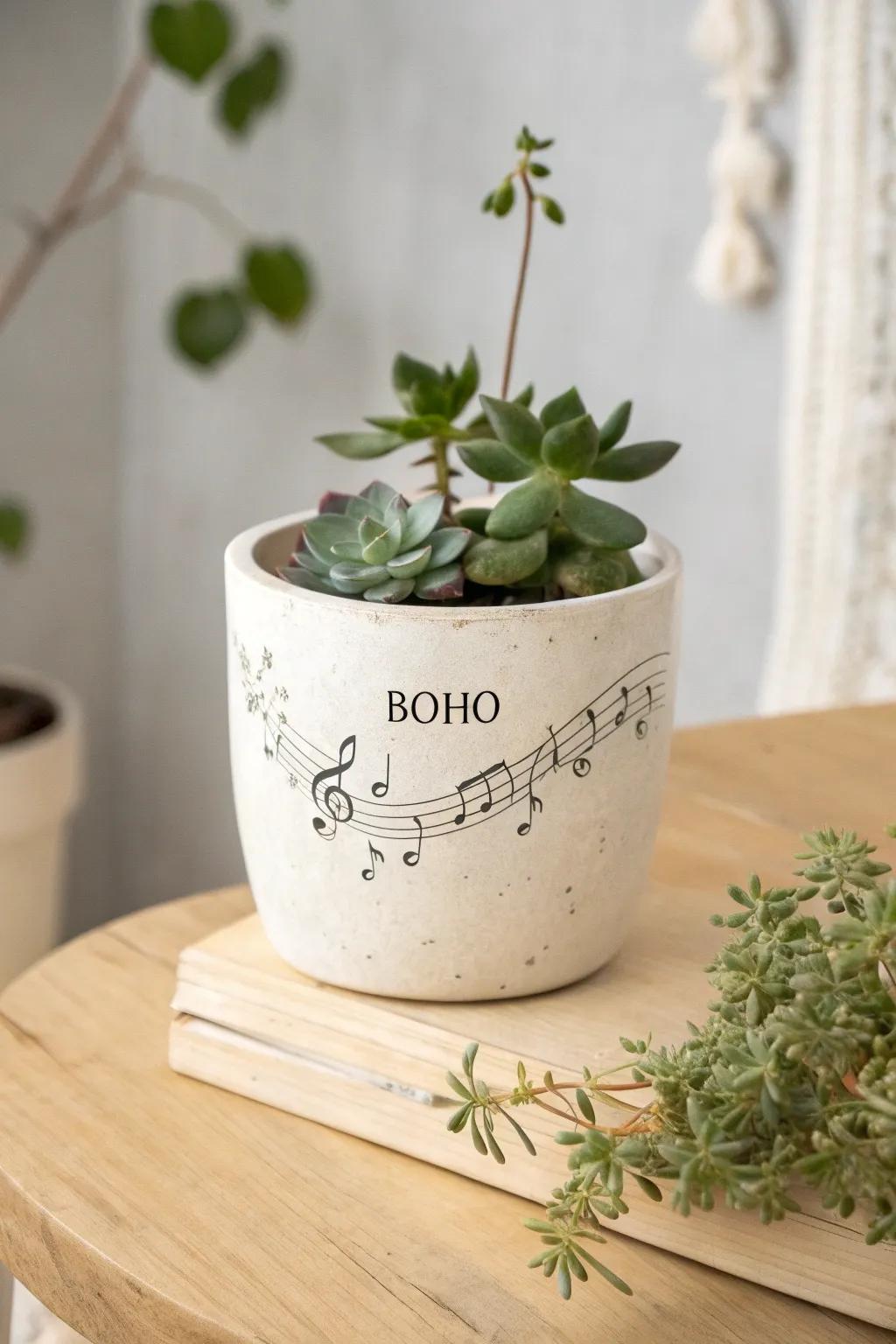 Music in Bloom: A personalized flower pot that sings with style and elegance.