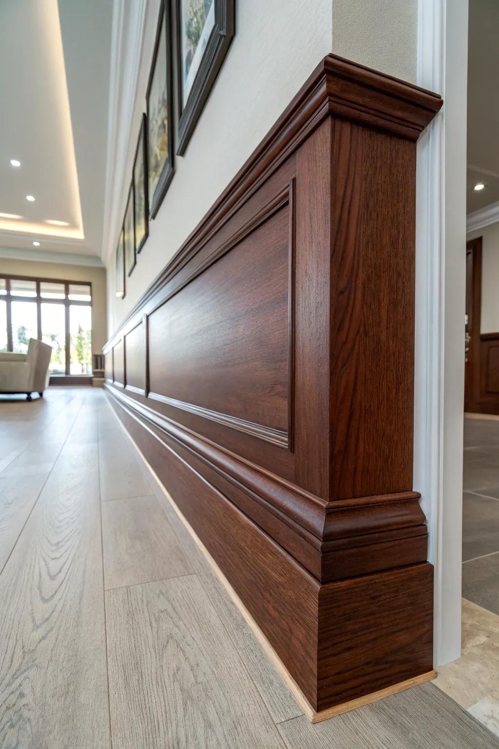 Elevate your home's style with bold skirting contrasts. Discover the art of pairing dark wood with light exteriors for a dramatic touch.