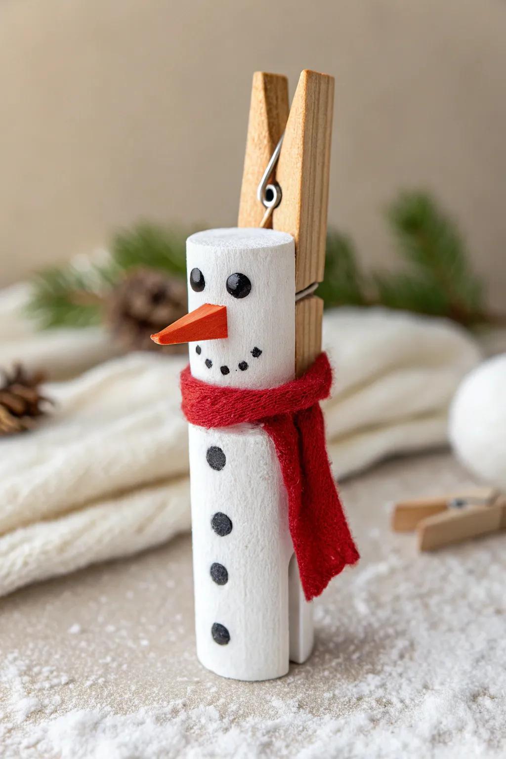 Embrace the joy of crafting with this minimalist clothes peg snowman—perfect for adding a touch of handmade charm to your holiday décor.