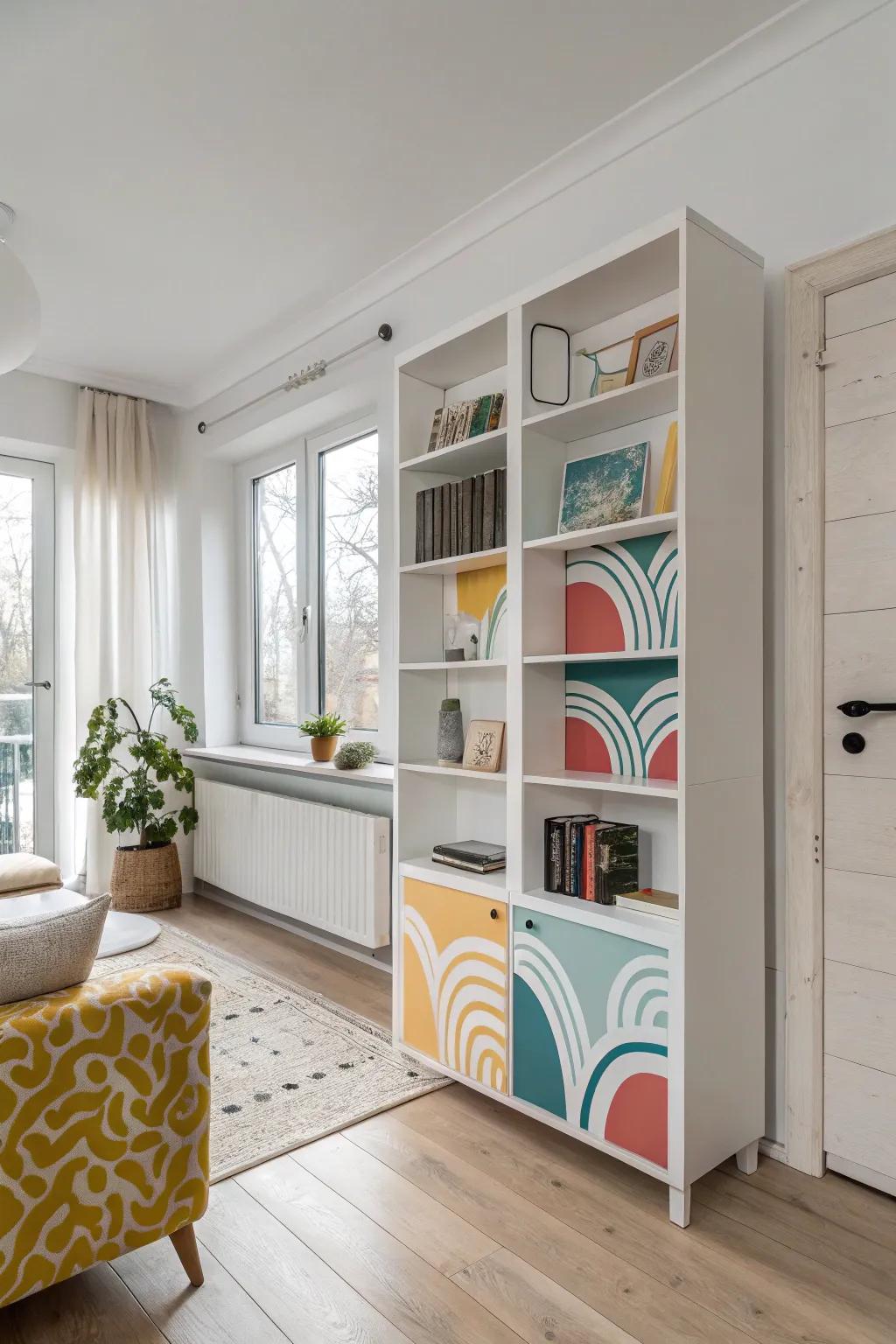 Transform your space with an abstract bookshelf: where functionality meets artistry!