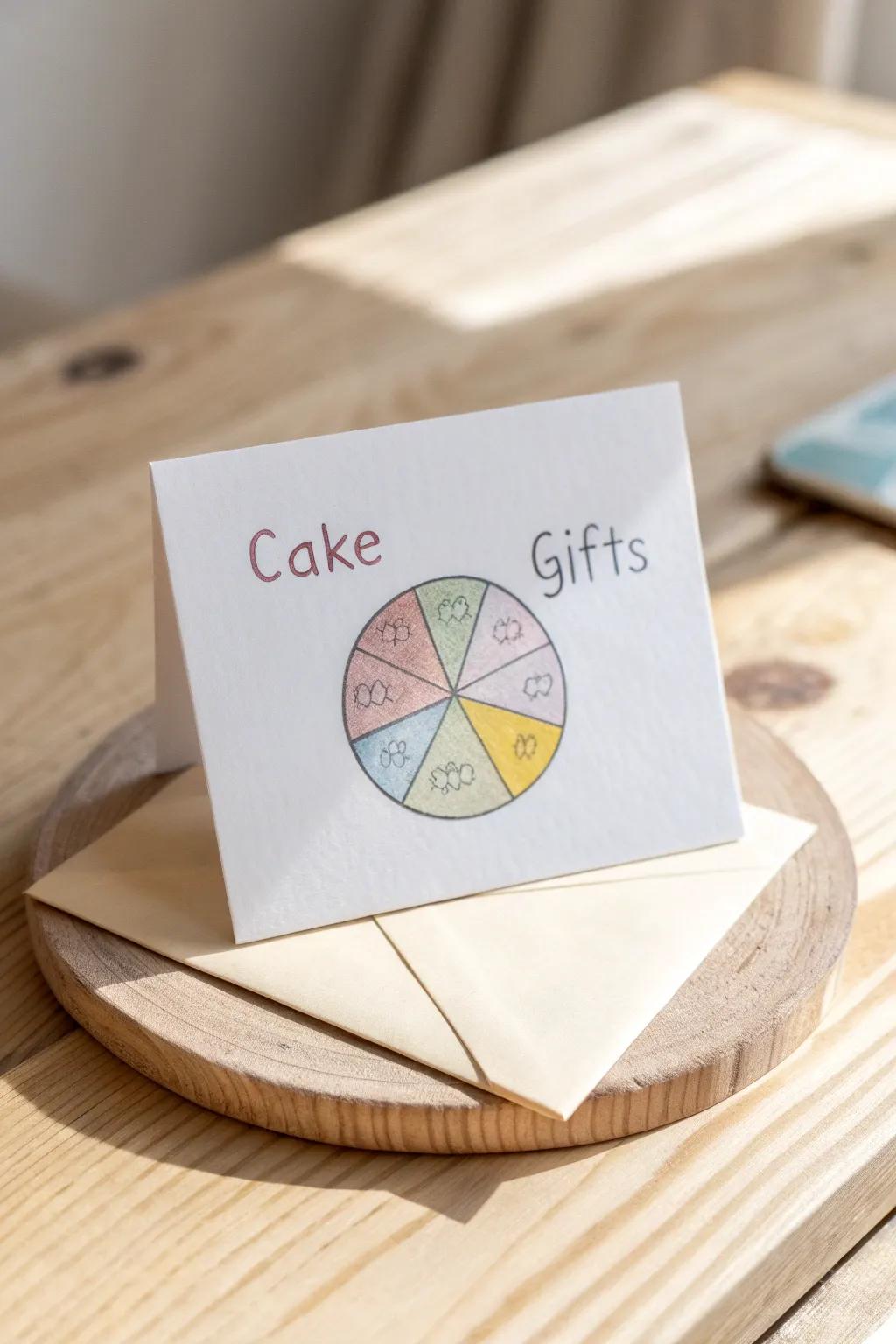 Add a slice of humor to your birthday wishes with this charming pie chart card!