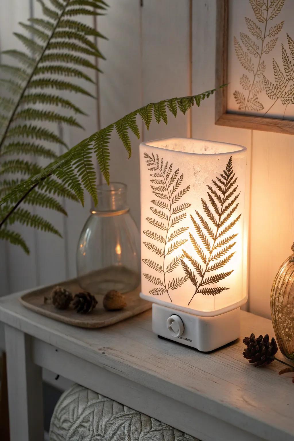 Illuminate your space with the serene touch of nature through this exquisite fused glass night light, where craftsmanship meets minimalist elegance.